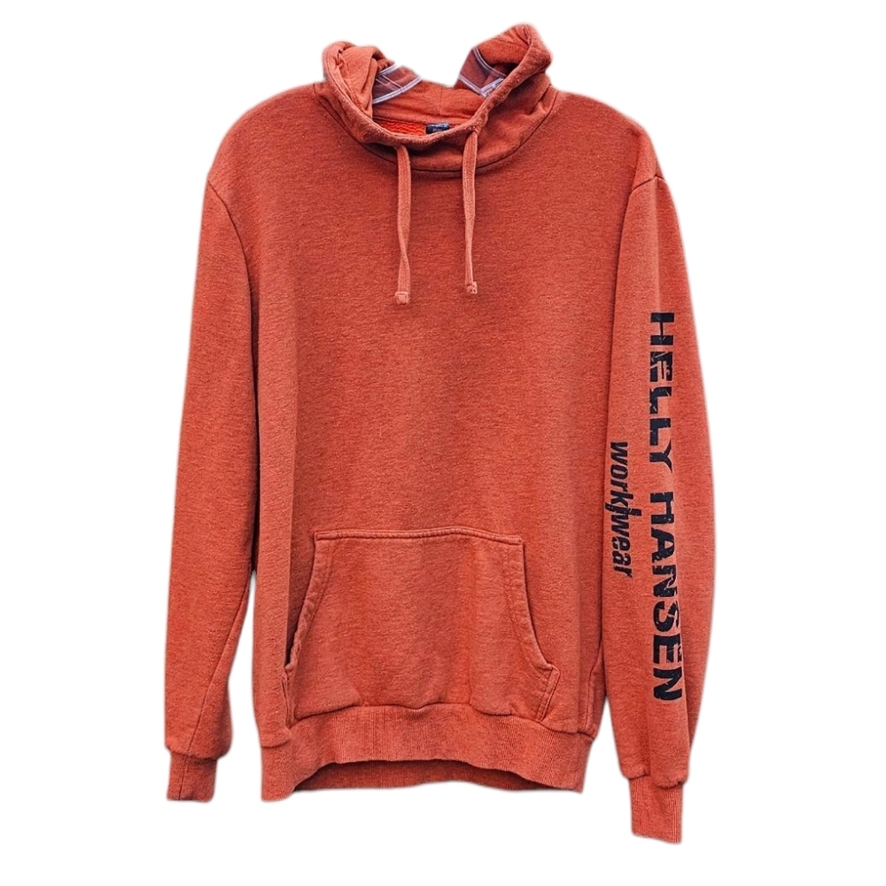 Helly Hansen Burnt Orange Hoodie w Kangaroo Pocket and Large Print Sleeve men M